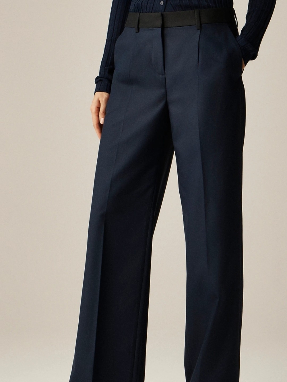 J. Crew Navy Wide-Leg High-Rise Trousers